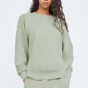 Aritzia TNA Cozy AF Fleece Crew Sweatshirt Mint Green Size Small